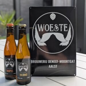 Blikken reclamebord Woeste